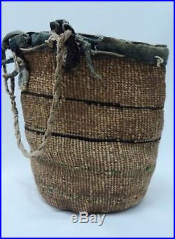 Vintage Native American Wasco Twined Sally Bag Basket