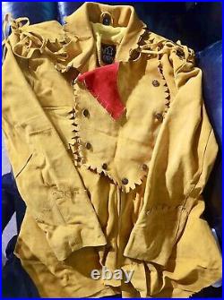 Vintage Native American Western Wear Coat Suede Leather Jacket War Shirt
