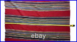 Vintage Native American Wool Blanket Throw Rug Red Multicolored Stripe 75 x 64