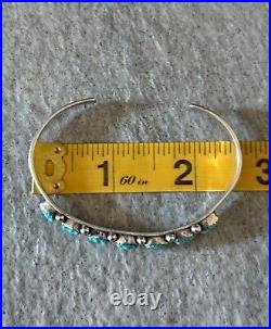 Vintage Native American ZUNI Carved Turquoise Sterling silver Bracelet