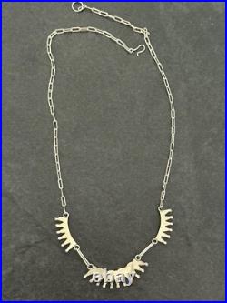 Vintage Native American ZUNI Needlepoint Turquoise Sterling Silver necklace 17
