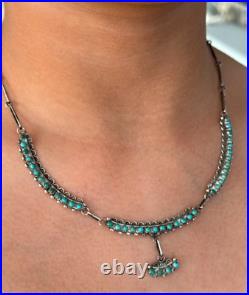 Vintage Native American ZUNI Snake eye round Turquoise Sterling Silver necklace Vintage Native American ZUNI Snake eye round Turquoise Sterling Silver necklace