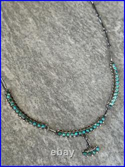 Vintage Native American ZUNI Snake eye round Turquoise Sterling Silver necklace Vintage Native American ZUNI Snake eye round Turquoise Sterling Silver necklace