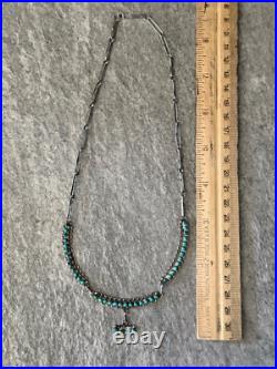 Vintage Native American ZUNI Snake eye round Turquoise Sterling Silver necklace Vintage Native American ZUNI Snake eye round Turquoise Sterling Silver necklace