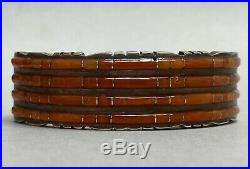 Vintage Native American ZUNI Sterling Silver Red Coral Inlay Cuff Bracelet NICE