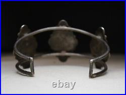 Vintage Native American Zuni Coral Sterling Silver Cuff Bracelet Large Size
