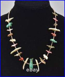 Vintage Native American Zuni Handcrafted Animal Fetish Necklace