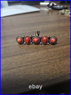 Vintage Native American Zuni/Navaho Coral ring with 5 Corals Vintage Native American Zuni/Navaho Coral ring with 5 Corals