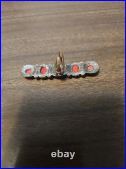 Vintage Native American Zuni/Navaho Coral ring with 5 Corals