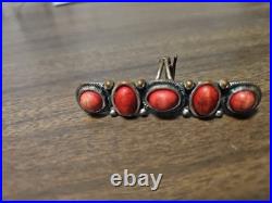 Vintage Native American Zuni/Navaho Coral ring with 5 Corals