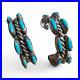 Vintage Native American Zuni Needlepoint Turquoise Half Hoop Earrings