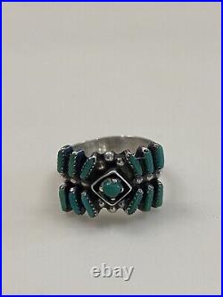 Vintage Native American Zuni Needlepoint Turquoise Ring