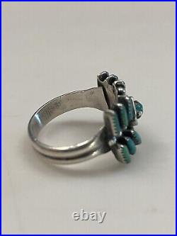Vintage Native American Zuni Needlepoint Turquoise Ring