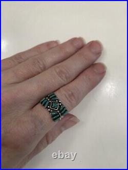 Vintage Native American Zuni Needlepoint Turquoise Ring