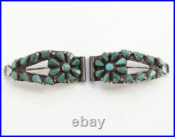 Vintage Native American Zuni Petit Point Turquoise Handmade Watch Tips Sterling
