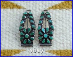 Vintage Native American Zuni Petit Point Turquoise Handmade Watch Tips Sterling