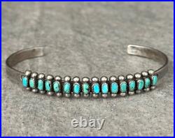 Vintage Native American Zuni Petit Point Turquoise Sterling silver Bracelet