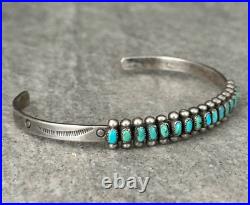 Vintage Native American Zuni Petit Point Turquoise Sterling silver Bracelet