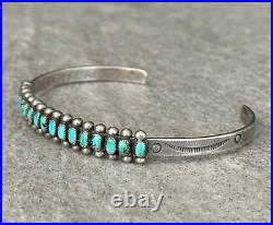 Vintage Native American Zuni Petit Point Turquoise Sterling silver Bracelet