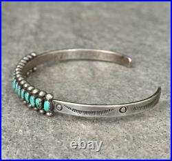 Vintage Native American Zuni Petit Point Turquoise Sterling silver Bracelet
