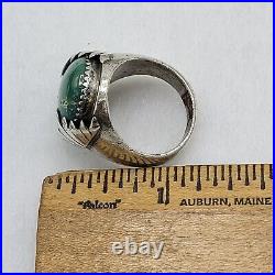 Vintage Native American Zuni Signed FG Sterling Silver Turquoise Ring Size 9.25