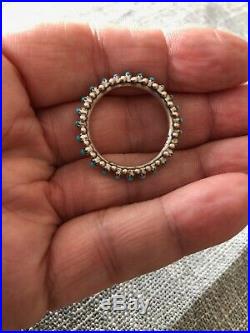 Vintage Native American Zuni Snake Eye Turquoise Signed Hs Sterling Ring
