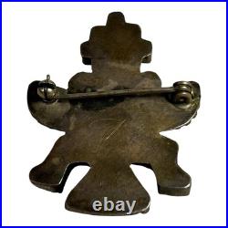 Vintage Native American Zuni Sterling Silver Inlay Knifewing Pin