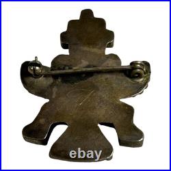 Vintage Native American Zuni Sterling Silver Inlay Knifewing Pin