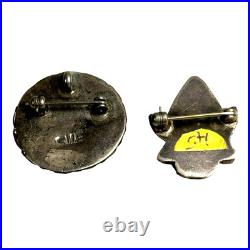 Vintage Native American Zuni Sterling Silver Inlay Sunface & Kachina Pins