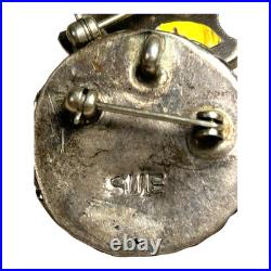 Vintage Native American Zuni Sterling Silver Inlay Sunface & Kachina Pins