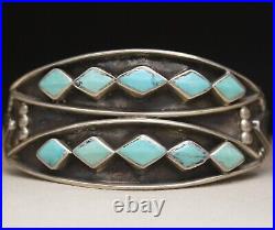 Vintage Native American Zuni Sterling Silver Turquoise Cuff Bracelet