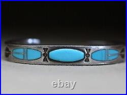 Vintage Native American Zuni Sterling Silver Turquoise Cuff Bracelet