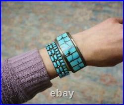Vintage Native American Zuni Sterling Silver Turquoise Cuff Bracelet