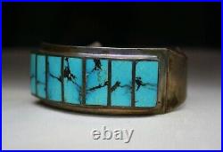 Vintage Native American Zuni Sterling Silver Turquoise Cuff Bracelet
