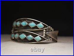 Vintage Native American Zuni Sterling Silver Turquoise Cuff Bracelet