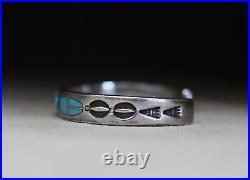 Vintage Native American Zuni Sterling Silver Turquoise Cuff Bracelet