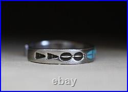 Vintage Native American Zuni Sterling Silver Turquoise Cuff Bracelet
