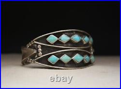 Vintage Native American Zuni Sterling Silver Turquoise Cuff Bracelet