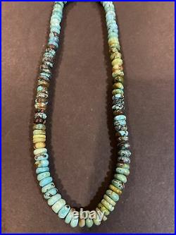 Vintage Native American Zuni Sterling Silver Turquoise Necklace