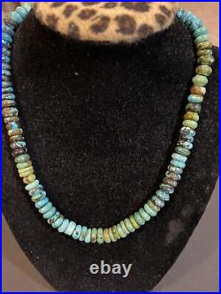 Vintage Native American Zuni Sterling Silver Turquoise Necklace