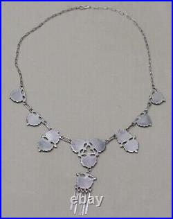 Vintage Native American Zuni Sterling Silver Turquoise Petit Point Necklace