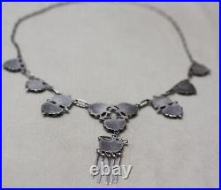 Vintage Native American Zuni Sterling Silver Turquoise Petit Point Necklace