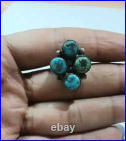 Vintage Native American Zuni Sterling Silver Turquoise women's Signet Ring 5.4 g