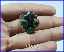 Vintage Native American Zuni Sterling Silver Turquoise women's Signet Ring 5.4 g