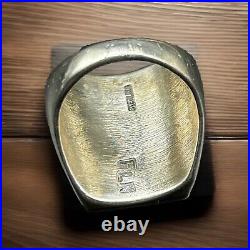 Vintage Native American Zuni Sun Face Inlay Sterling Silver Men's Ring Size 11