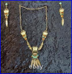 Vintage Native American Zuni Turquoise Onlay Kachina Sterling Silver Set