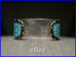 Vintage Native American Zuni Turquoise Sterling Silver Bracelet Carmichael Haloo