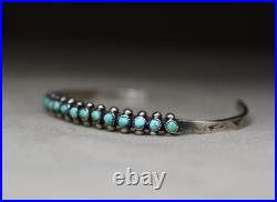 Vintage Native American Zuni Turquoise Sterling Silver Cuff Bracelet