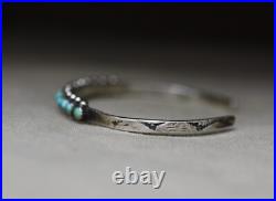 Vintage Native American Zuni Turquoise Sterling Silver Cuff Bracelet