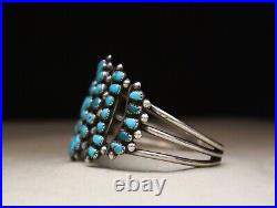 Vintage Native American Zuni Turquoise Sterling Silver Cuff Bracelet